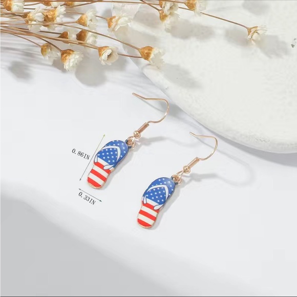Patriotic Flip Flop Drop Earrings - Picture 2 of 5